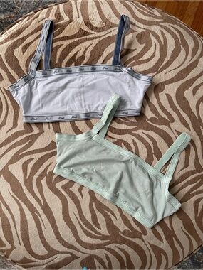 2-PINK Victoria's Secret Bluish White & Mint Seamless Scoop Bralettes